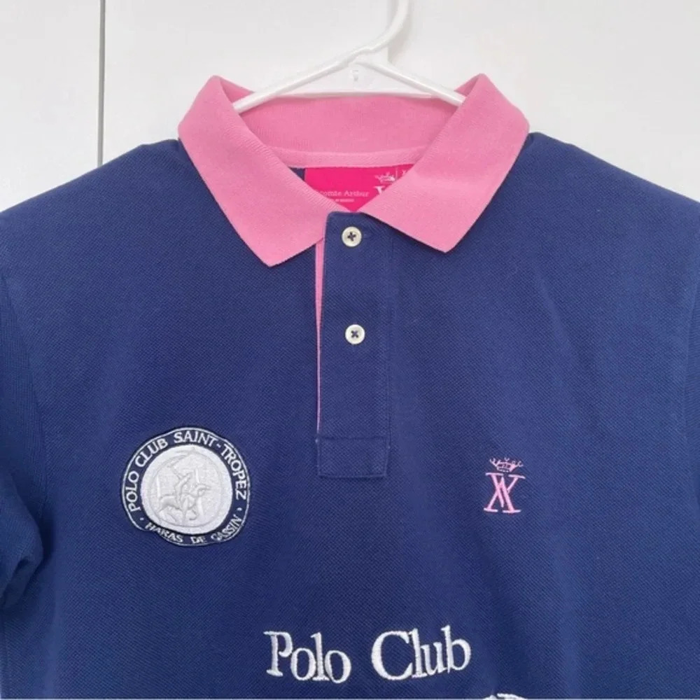 Polo shirt top XS Vicomte A short sleeves Collection Saint Tropez blue - Picture 4 of 6